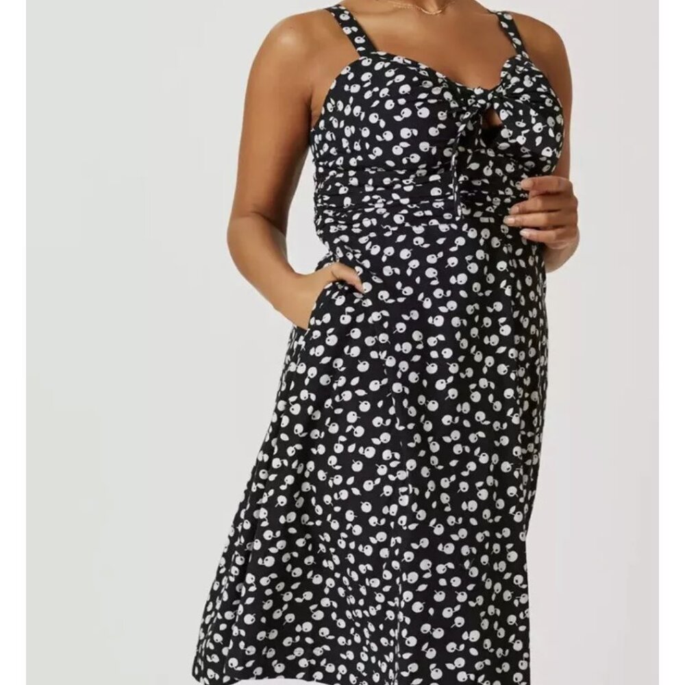 Anthropologie Maeve Cecilia Patterson Cherry Tie Front Midi Dress Size 18W